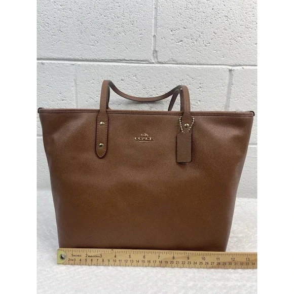 COACH F58846 CITY ZIP TOTE IN CROSSGRAIN LEATHER Camel/Brown Gold Hardware Bag - Picture 8 of 8